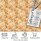 Vintage Peach and Cream Peony Floral Seamless Pattern Digital Print Fabric by the Metre UK Sewing Quilting Textile