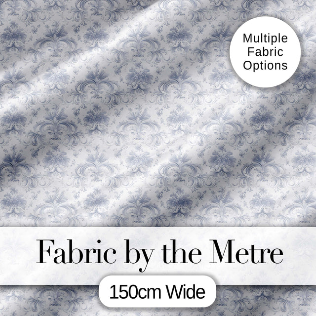 Elegant Soft Grey Damask Floral Ornamental Seamless Pattern Digital Print Fabric by the Metre UK Sewing Quilting Textile