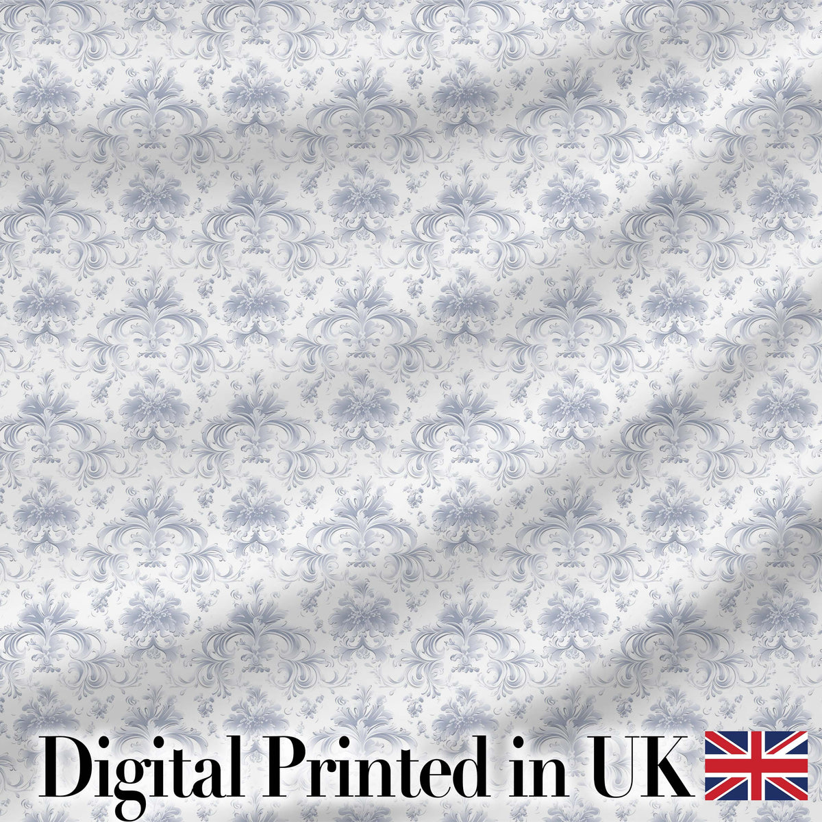 Elegant Soft Grey Damask Floral Ornamental Seamless Pattern Digital Print Fabric by the Metre UK Sewing Quilting Textile