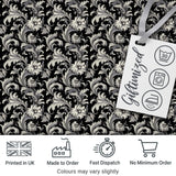 Classic Black and White Vintage Floral Scroll Seamless Pattern Digital Print Fabric by the Metre UK Sewing Quilting Textile