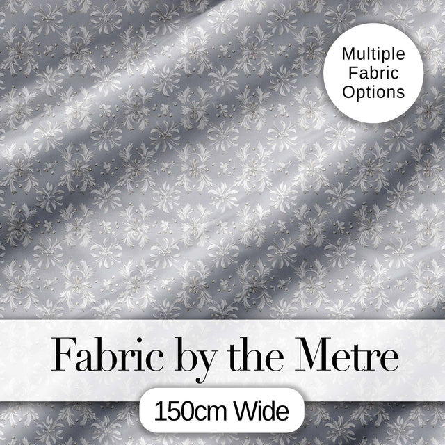 Delicate Light Grey Floral Motif Vintage Seamless Pattern Digital Print Fabric by the Metre UK Sewing Quilting Textile