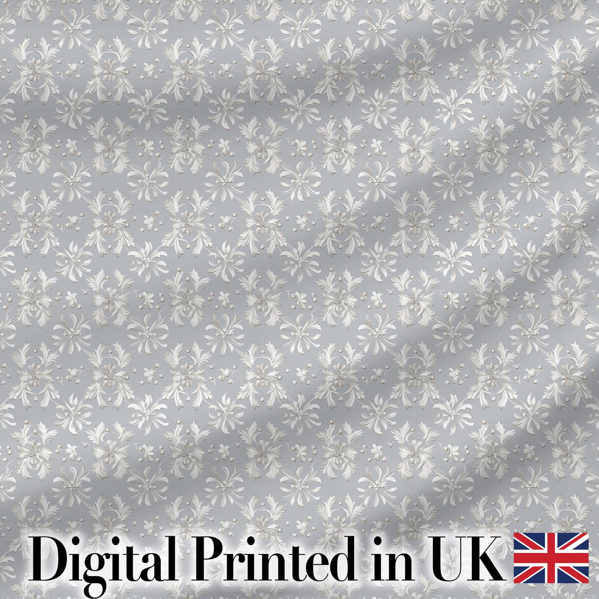 Delicate Light Grey Floral Motif Vintage Seamless Pattern Digital Print Fabric by the Metre UK Sewing Quilting Textile
