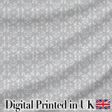 Delicate Light Grey Floral Motif Vintage Seamless Pattern Digital Print Fabric by the Metre UK Sewing Quilting Textile