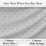 Delicate Light Grey Floral Motif Vintage Seamless Pattern Digital Print Fabric by the Metre UK Sewing Quilting Textile