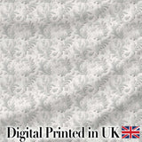 Subtle Grey Leafy Damask Classic Seamless Pattern Digital Print Fabric by the Metre UK Sewing Quilting Textile