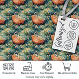 Artistic Wicker Basket in Blooming Garden Seamless Pattern Digital Print Fabric by the Metre UK Sewing Quilting Textile