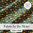 Cute Picnic Baskets and Camping Items Dark Green Seamless Pattern Digital Print Fabric by the Metre UK Sewing Quilting Textile