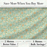 Soft Pastel Picnic Basket and Fruit Motif Seamless Pattern Digital Print Fabric by the Metre UK Sewing Quilting Textile