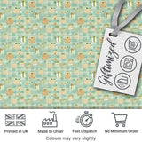 Soft Pastel Picnic Basket and Fruit Motif Seamless Pattern Digital Print Fabric by the Metre UK Sewing Quilting Textile