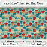 Colorful Woven Picnic Baskets  Style Seamless Pattern Digital Print Fabric by the Metre UK Sewing Quilting Textile
