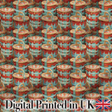Detailed Wicker Picnic Baskets Close Up Seamless Pattern Digital Print Fabric by the Metre UK Sewing Quilting Textile