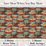Detailed Wicker Picnic Baskets Close Up Seamless Pattern Digital Print Fabric by the Metre UK Sewing Quilting Textile