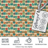 Colorful Modern Picnic Baskets Geometric Style Seamless Pattern Digital Print Fabric by the Metre UK Sewing Quilting Textile