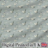Elegant Flying Seagulls Soft Cloud Sky Seamless Pattern Digital Print Fabric by the Metre UK Sewing Quilting Textile