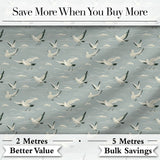 Elegant Flying Seagulls Soft Cloud Sky Seamless Pattern Digital Print Fabric by the Metre UK Sewing Quilting Textile