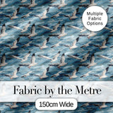 Realistic Seagulls Over Blue Sea Waves Seamless Pattern Digital Print Fabric by the Metre UK Sewing Quilting Textile