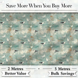 Vintage Style Seagulls on Textured Coastal Background Seamless Pattern Digital Print Fabric by the Metre UK Sewing Quilting Textile
