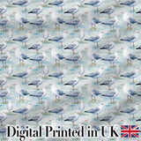 Soft Watercolor Seagulls Standing on Shore Seamless Pattern Digital Print Fabric by the Metre UK Sewing Quilting Textile