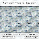 Soft Watercolor Seagulls Standing on Shore Seamless Pattern Digital Print Fabric by the Metre UK Sewing Quilting Textile