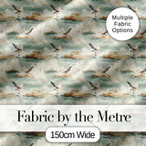 Vintage Coastal Scene Seagulls on Shore Landscape Seamless Pattern Digital Print Fabric by the Metre UK Sewing Quilting Textile