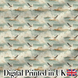 Vintage Coastal Scene Seagulls on Shore Landscape Seamless Pattern Digital Print Fabric by the Metre UK Sewing Quilting Textile
