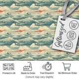 Ocean Waves with Flying Seabirds Scenic Seamless Pattern Digital Print Fabric by the Metre UK Sewing Quilting Textile