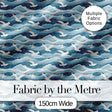Seagulls Flying Over Ocean Waves Blue Coastal Seamless Pattern Digital Print Fabric by the Metre UK Sewing Quilting Textile