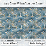 Soft Watercolor Seagulls in Flight Over Sea Seamless Pattern Digital Print Fabric by the Metre UK Sewing Quilting Textile