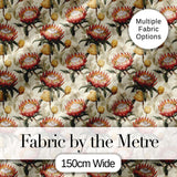 Protea Flowers with Yellow Buds Botanical Seamless Pattern Digital Print Fabric by the Metre UK Sewing Quilting Textile