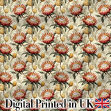 Protea Flowers with Yellow Buds Botanical Seamless Pattern Digital Print Fabric by the Metre UK Sewing Quilting Textile