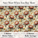 Protea Flowers with Yellow Buds Botanical Seamless Pattern Digital Print Fabric by the Metre UK Sewing Quilting Textile