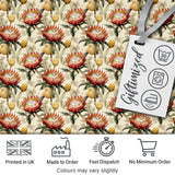Protea Flowers with Yellow Buds Botanical Seamless Pattern Digital Print Fabric by the Metre UK Sewing Quilting Textile