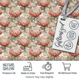 Elegant Pink Protea Floral Botanical Seamless Pattern Digital Print Fabric by the Metre UK Sewing Quilting Textile