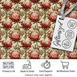 Vintage Style Red Protea Floral Seamless Pattern Digital Print Fabric by the Metre UK Sewing Quilting Textile