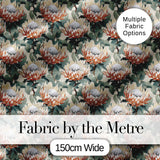 Elegant White and Orange Protea Botanical Seamless Pattern Digital Print Fabric by the Metre UK Sewing Quilting Textile