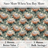 Elegant White and Orange Protea Botanical Seamless Pattern Digital Print Fabric by the Metre UK Sewing Quilting Textile