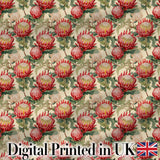 Red and Cream Protea Floral Botanical Seamless Pattern Digital Print Fabric by the Metre UK Sewing Quilting Textile
