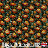 Vibrant Yellow and Red Protea Floral Seamless Pattern Digital Print Fabric by the Metre UK Sewing Quilting Textile