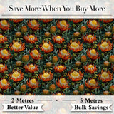Vibrant Yellow and Red Protea Floral Seamless Pattern Digital Print Fabric by the Metre UK Sewing Quilting Textile