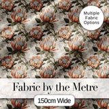 Neutral Tone Protea Botanical Floral Seamless Pattern Digital Print Fabric by the Metre UK Sewing Quilting Textile