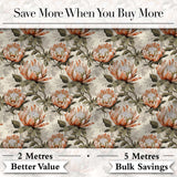 Neutral Tone Protea Botanical Floral Seamless Pattern Digital Print Fabric by the Metre UK Sewing Quilting Textile