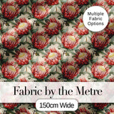 Soft Red Protea Floral Botanical Seamless Pattern Digital Print Fabric by the Metre UK Sewing Quilting Textile