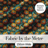 Vibrant Orange and Teal Protea Floral Seamless Pattern Digital Print Fabric by the Metre UK Sewing Quilting Textile
