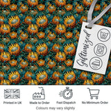 Vibrant Orange and Teal Protea Floral Seamless Pattern Digital Print Fabric by the Metre UK Sewing Quilting Textile