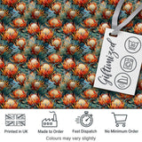 Artistic Protea Floral with Blue Leaves Seamless Pattern Digital Print Fabric by the Metre UK Sewing Quilting Textile