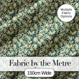 Elegant Blue Floral Branches on Cream Background Seamless Pattern Digital Print Fabric by the Metre UK Sewing Quilting Textile
