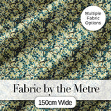 Elegant Blue Floral Branches on Cream Background Seamless Pattern Digital Print Fabric by the Metre UK Sewing Quilting Textile