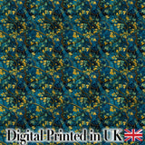 Deep Blue Background with Yellow Leaves and Flowing Branches Seamless Pattern Digital Print Fabric by the Metre UK Sewing Quilting Textile