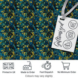 Deep Blue Background with Yellow Leaves and Flowing Branches Seamless Pattern Digital Print Fabric by the Metre UK Sewing Quilting Textile