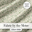 Delicate Green Vine Leaves with Small Red Berries Seamless Pattern Digital Print Fabric by the Metre UK Sewing Quilting Textile